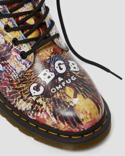 Botas Con Cordones Dr Martens 1460 Cbgb Printed Cuero Para Mujer DR4153R